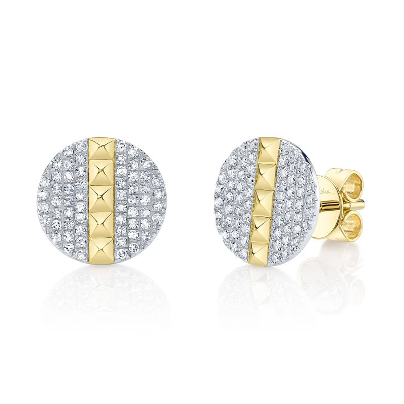 0.25ctw Diamond Circle Pyramid Stud Earrings