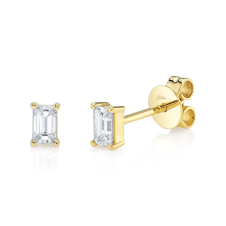 0.40ctw Diamond Emerald Stud Earring