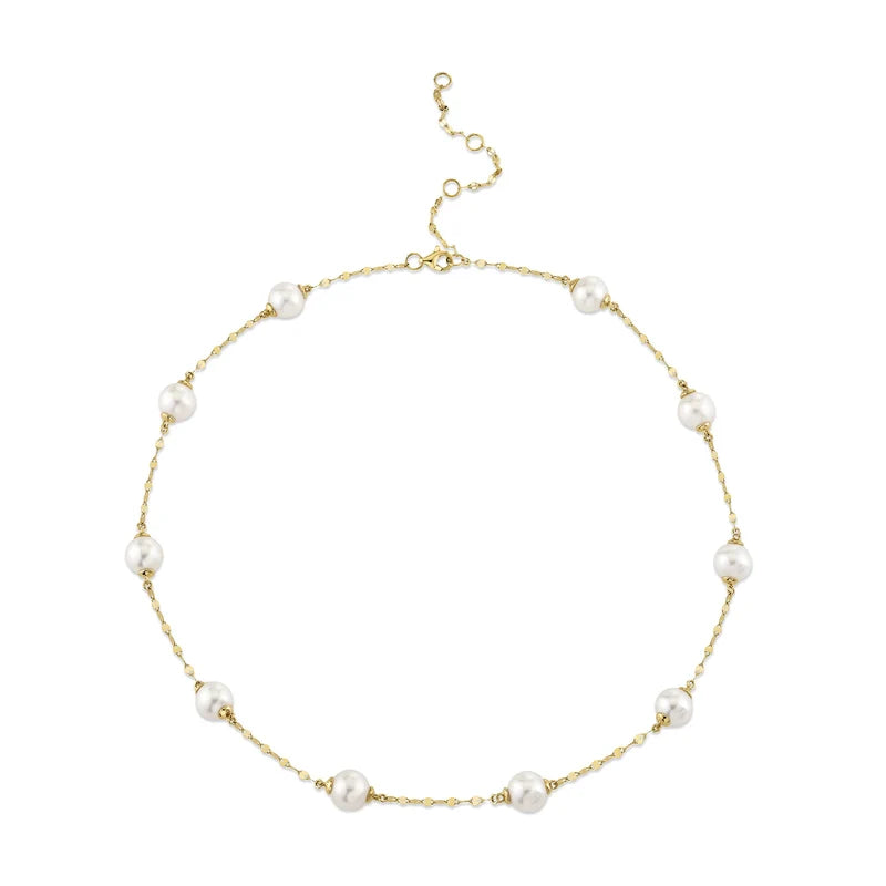 Cultured Pearl Sparkle Chain Necklace