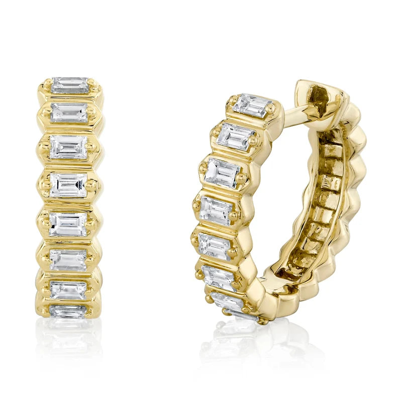 0.33ctw Diamond Baguette Huggie Earrings