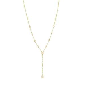 0.07ctw Diamond & Mother of Pearl Lariat Sparkle Chain Necklace