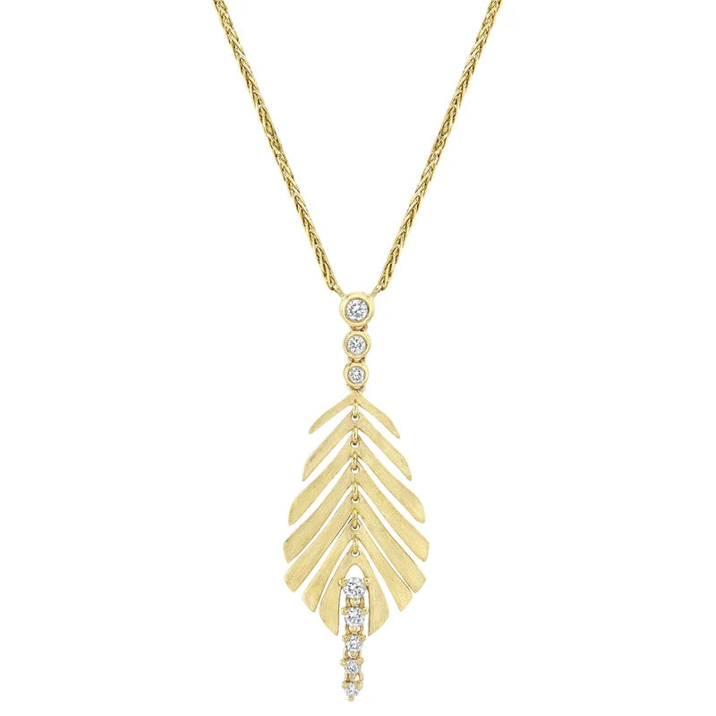 0.22ctw Diamond Feather Chopin Chain Necklace