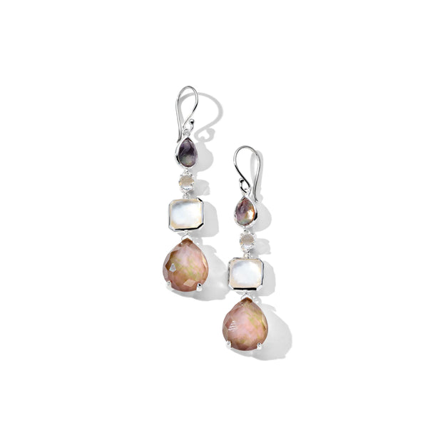 4-Stone Mixed Shape Drop Earrings in Sterling Silver