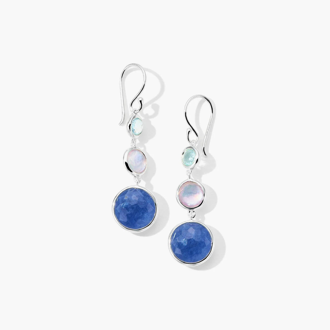 3-Stone Sterling Silver Drop Earrings in Lavanda