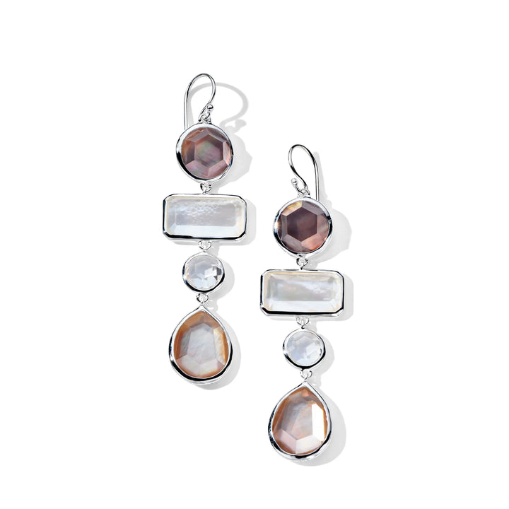 Mixed-Cut 4-Tier Earrings in Sterling Silver