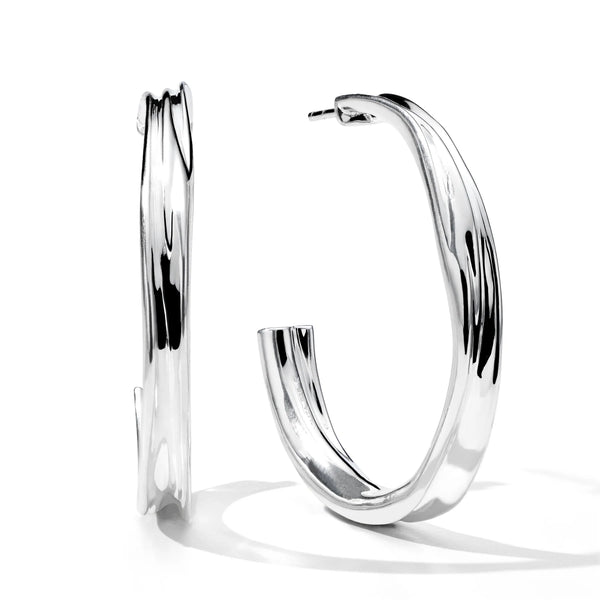 Medium Crush Hoop Earrings in Sterling Silver