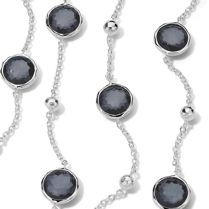 Ball and Stone Station Necklace in Sterling Silver