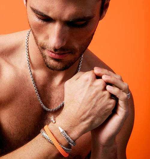 Sterling Silver Spear Flex Cuff With Diamonds 8.9MM