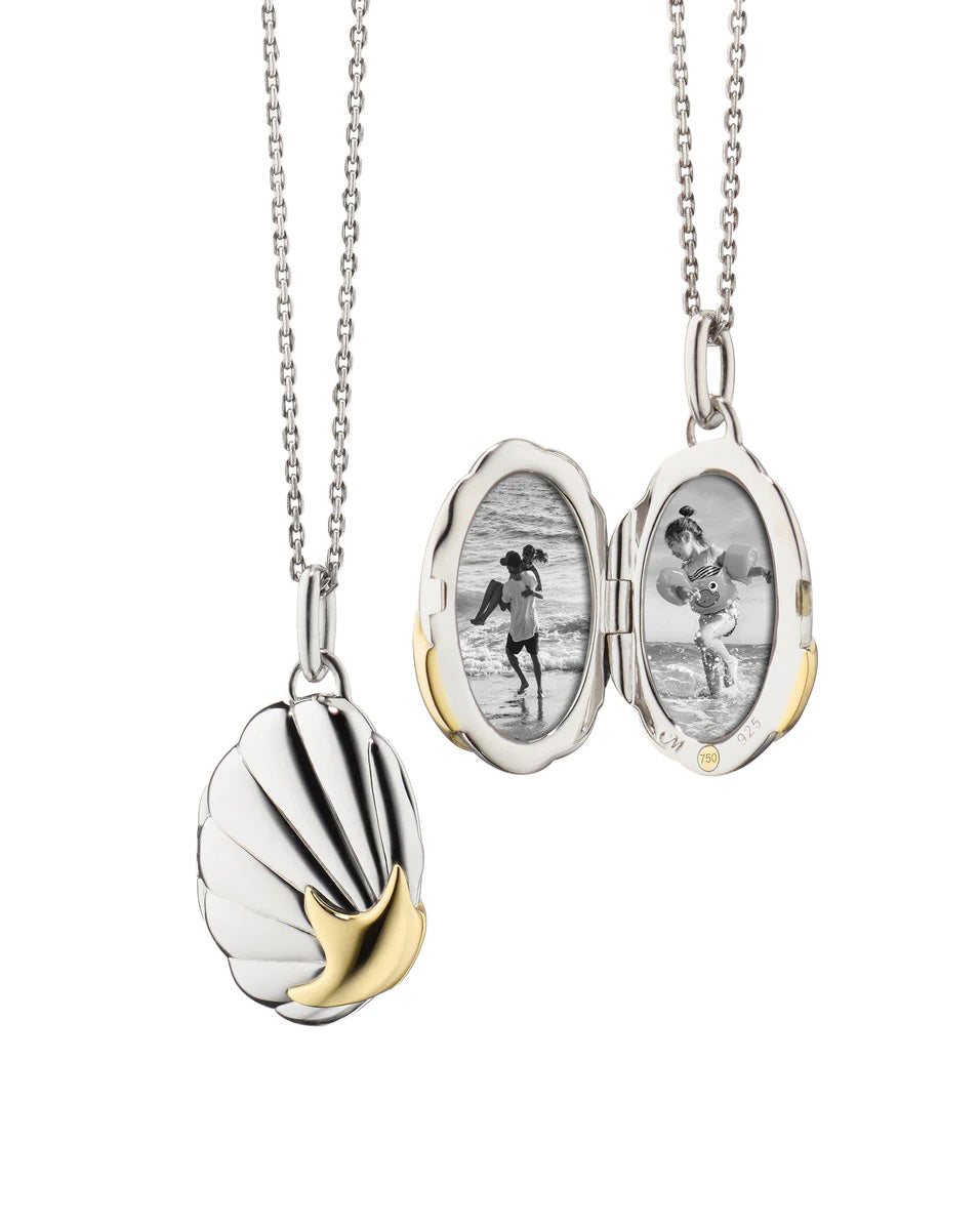 The "Neptune" Shell Two-Tone Locket Necklace