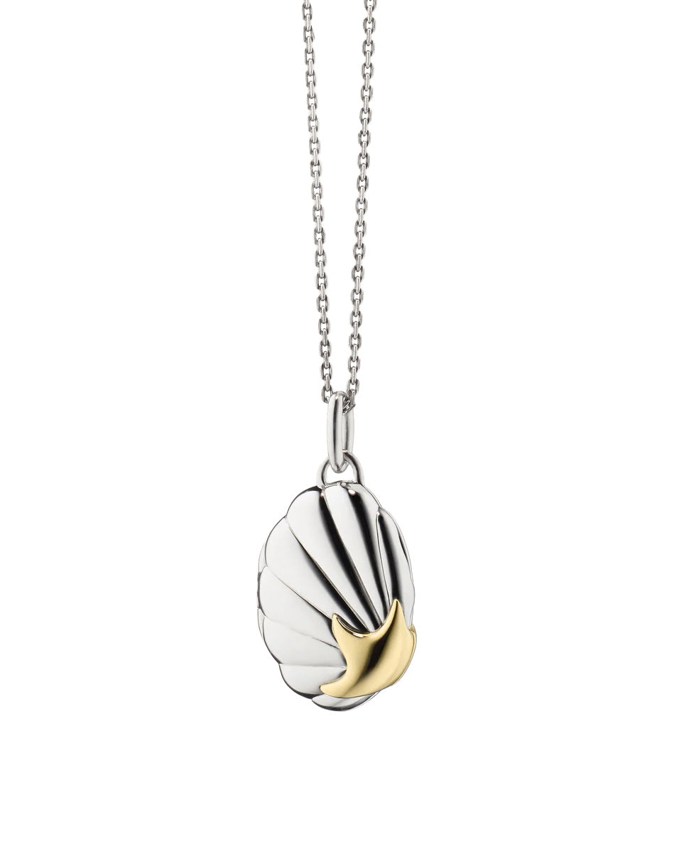The "Neptune" Shell Two-Tone Locket Necklace