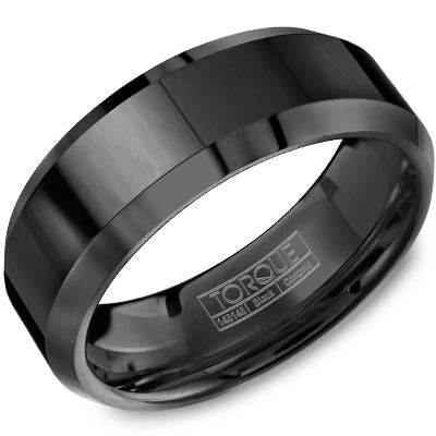 8mm High polished black ceramic with beveled edges