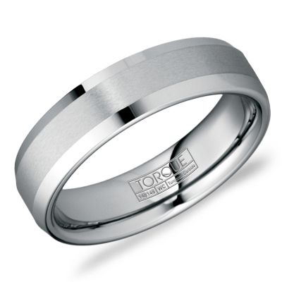 Brushed Tungsten With Polished Edges Wedding Band