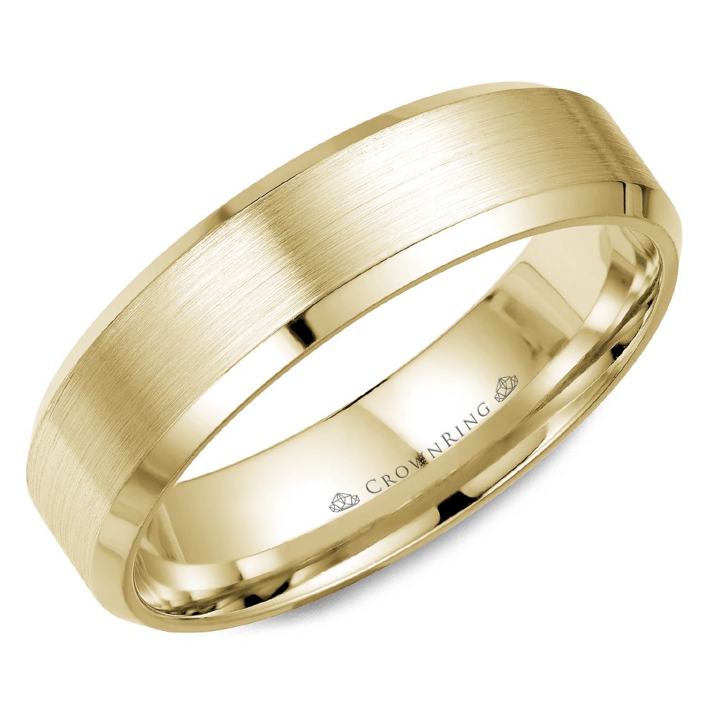 18K Yellow Gold Brushed With Polished Edges
