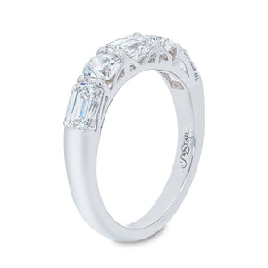 2.04ctw Emerald and Round Cut Diamond Band