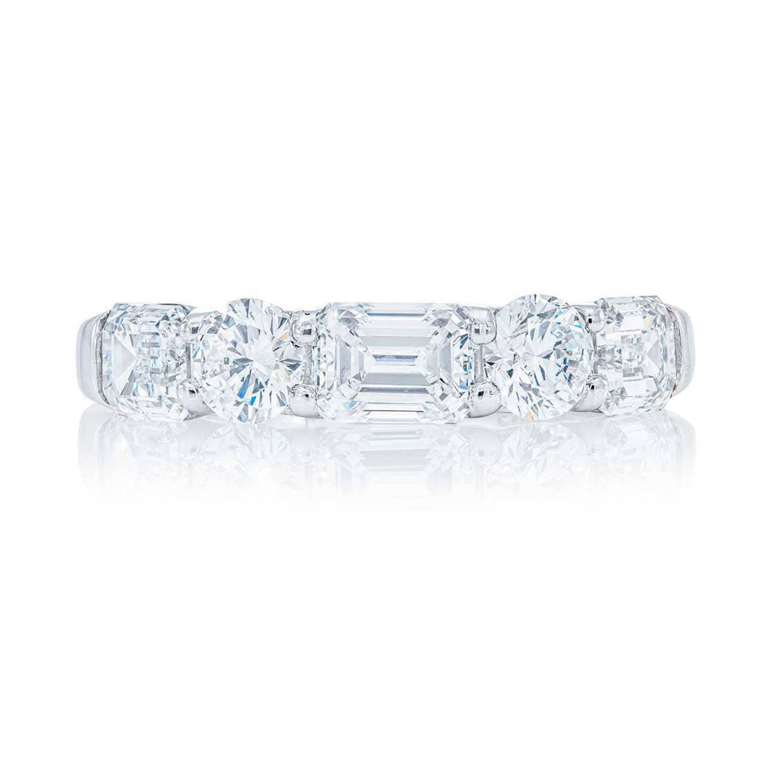 2.04ctw Emerald and Round Cut Diamond Band