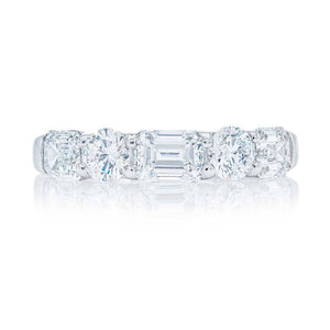 2.04ctw Emerald and Round Cut Diamond Band