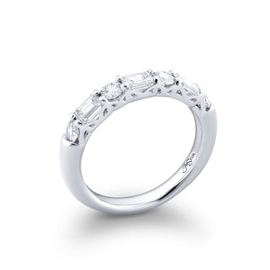 1.13ctw Emerald and Round Cut Diamond Band