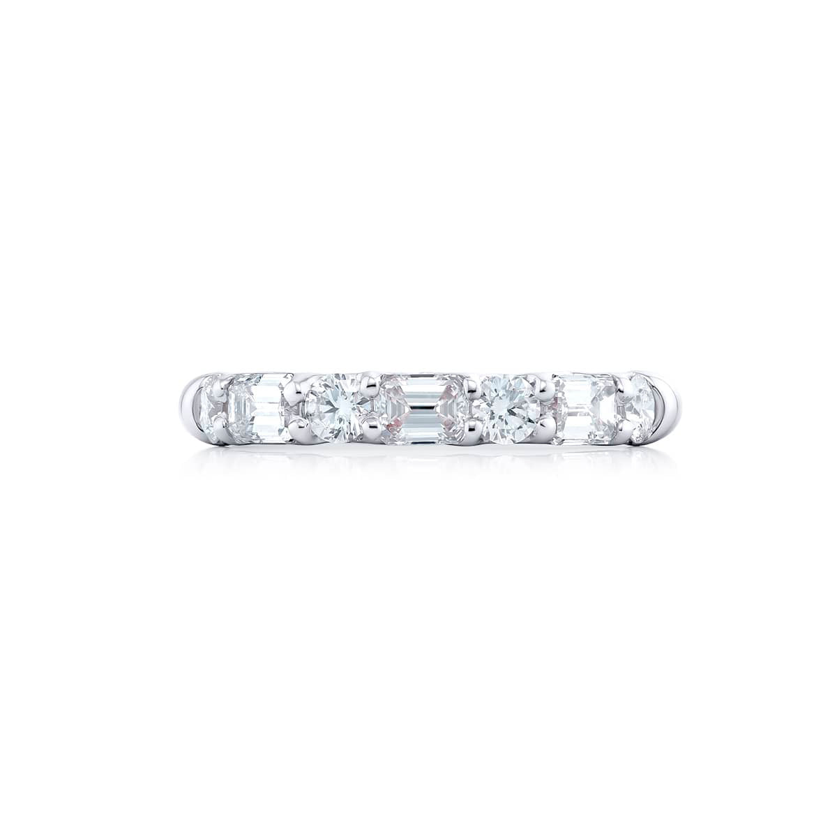 1.13ctw Emerald and Round Cut Diamond Band