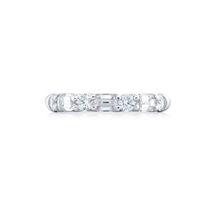 1.13ctw Emerald and Round Cut Diamond Band