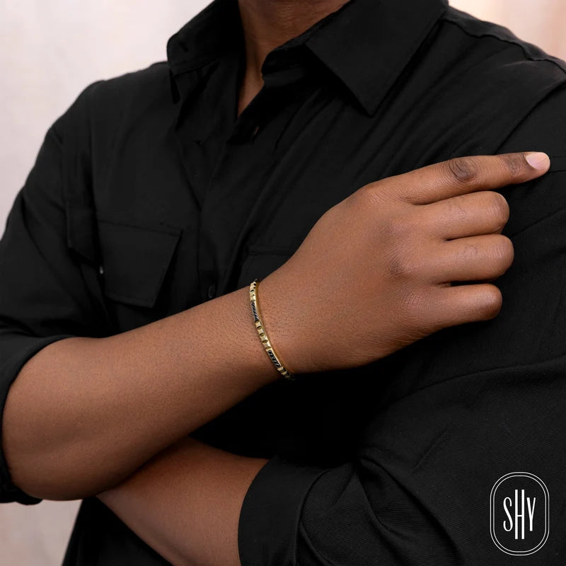 0.57ctw Geo Cut Black Diamond Cuff Bracelet