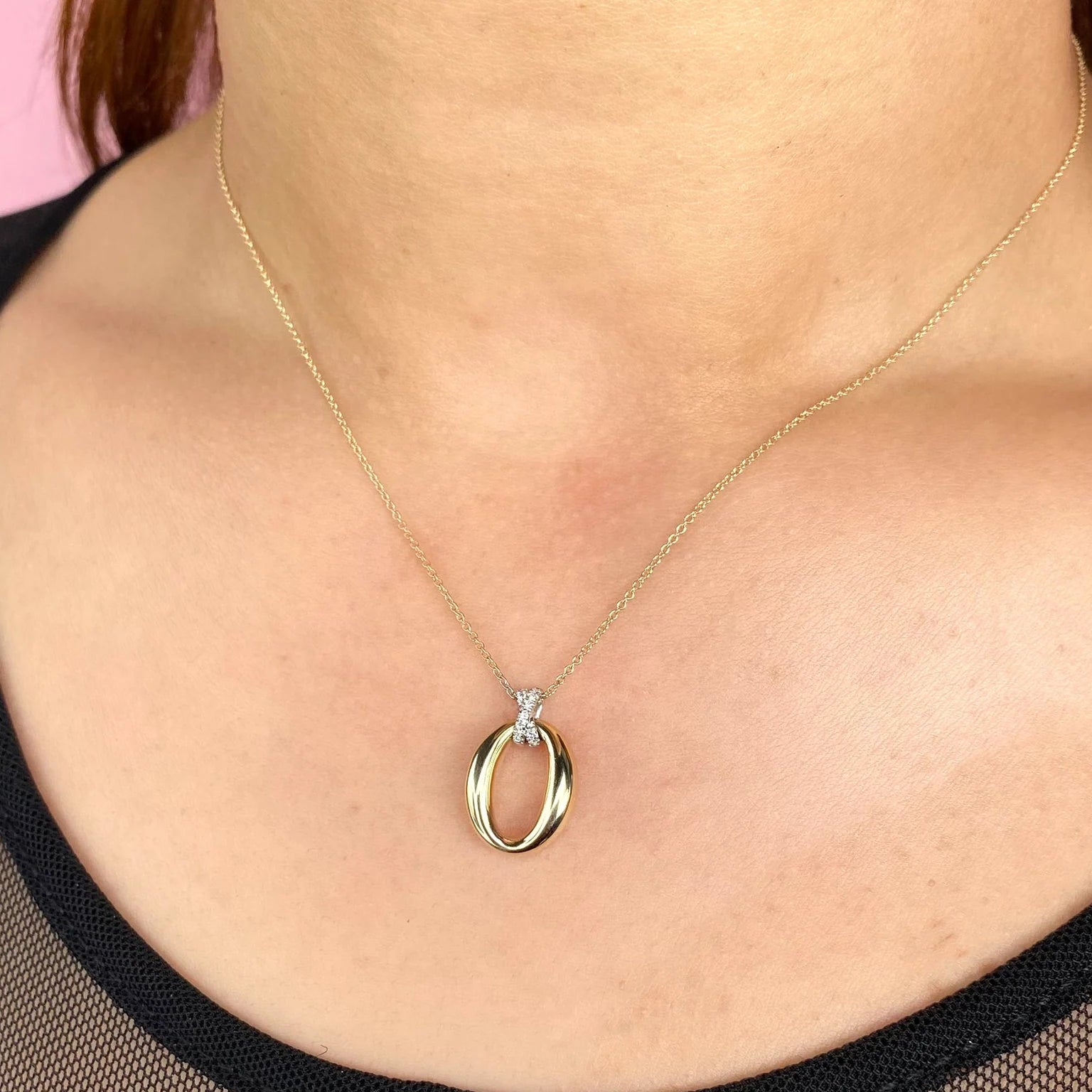 0.04ctw Diamond Oval Necklace