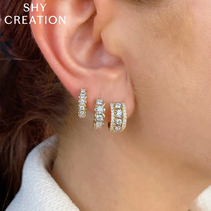 0.23CT 14K White Gold Diamond Huggie Earring