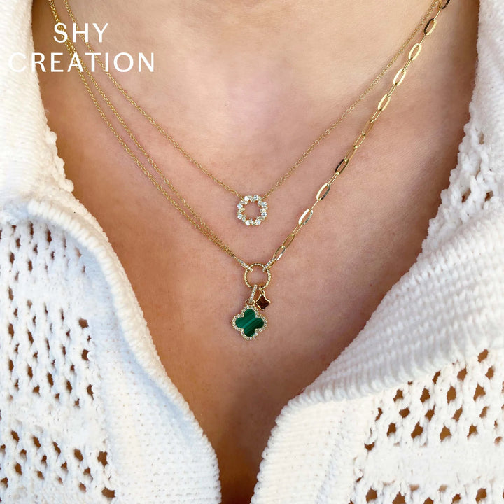 Shy Creation 0.22CTW Diamond 14K White Gold Necklace