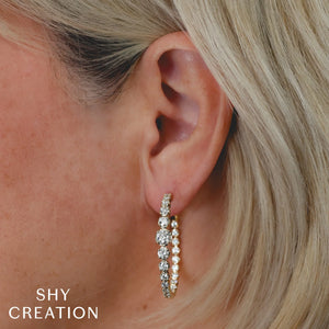3.66ctw Diamond Crown Setting Hoop Earring