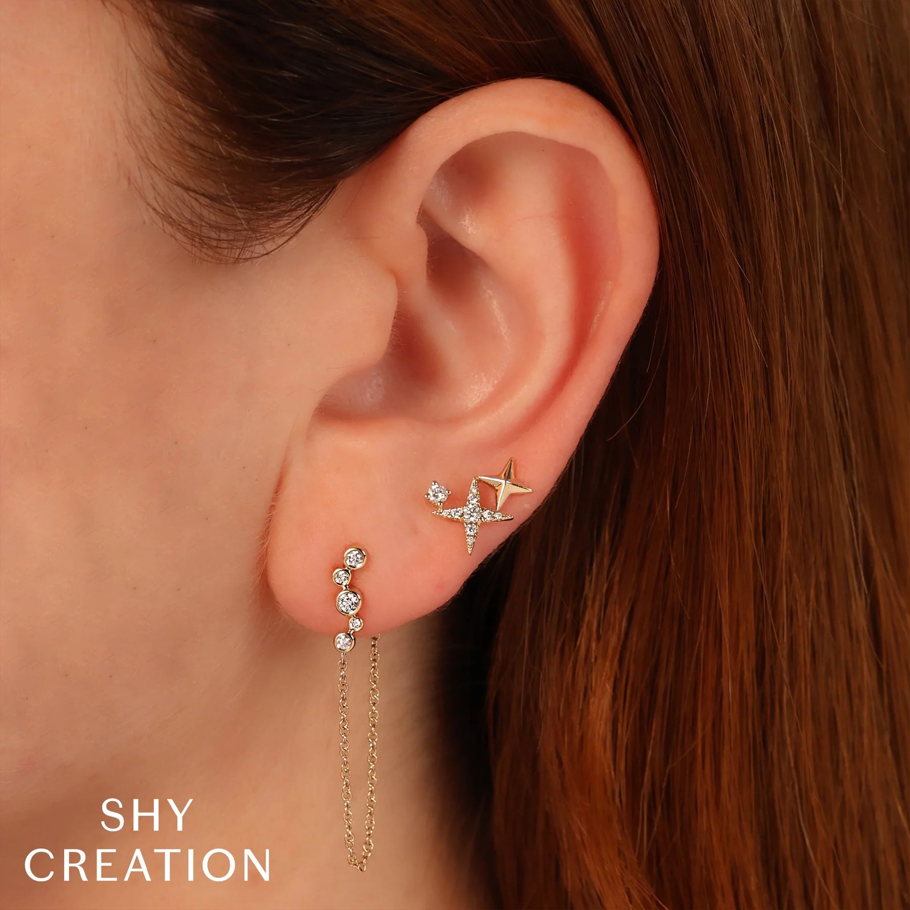0.22ctw Diamond Star Stud Earring