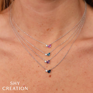 0.11ctw Diamond & Blue Sapphire Necklace