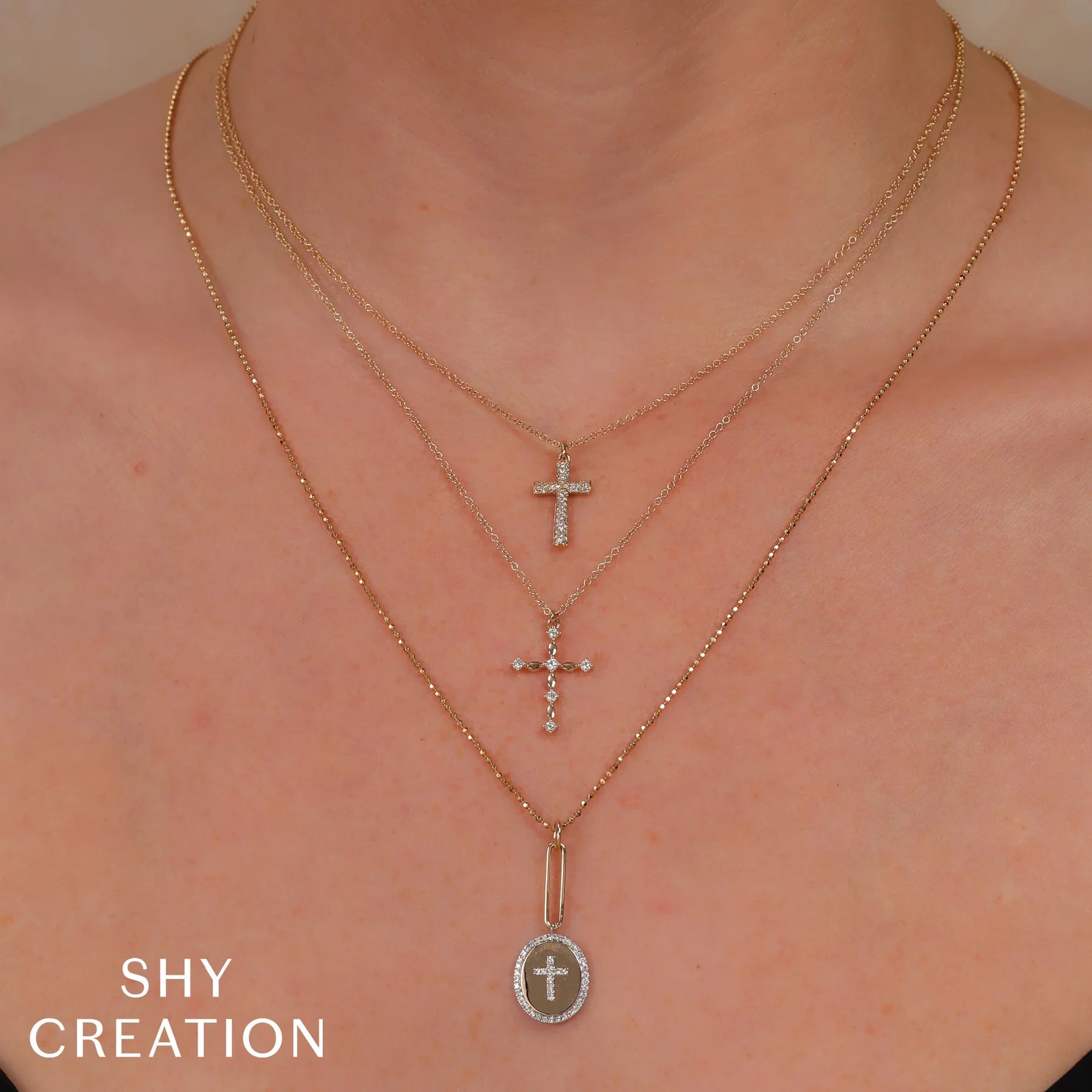 0.14ctw Diamond Pave Cross Necklace