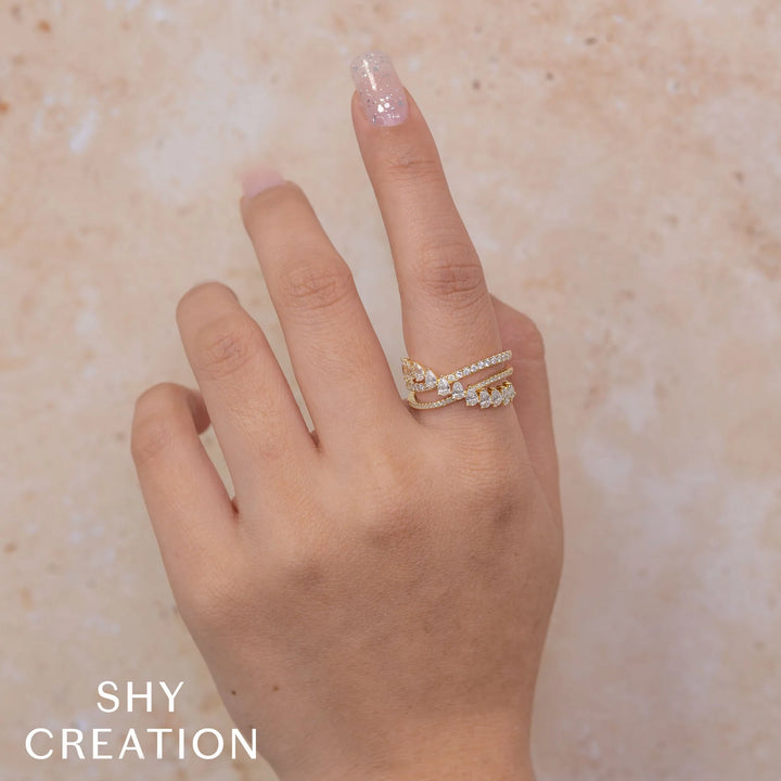 1.07ctw Diamond Pear Bridge Ring