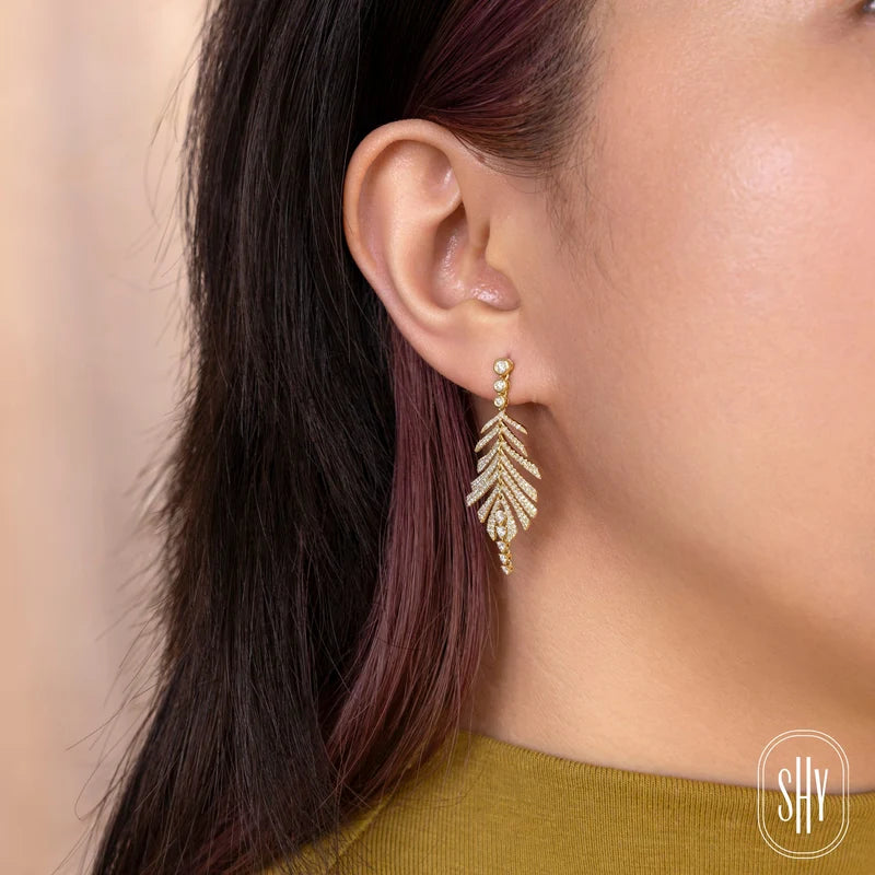 1.26ctw Diamond Feather Earrings