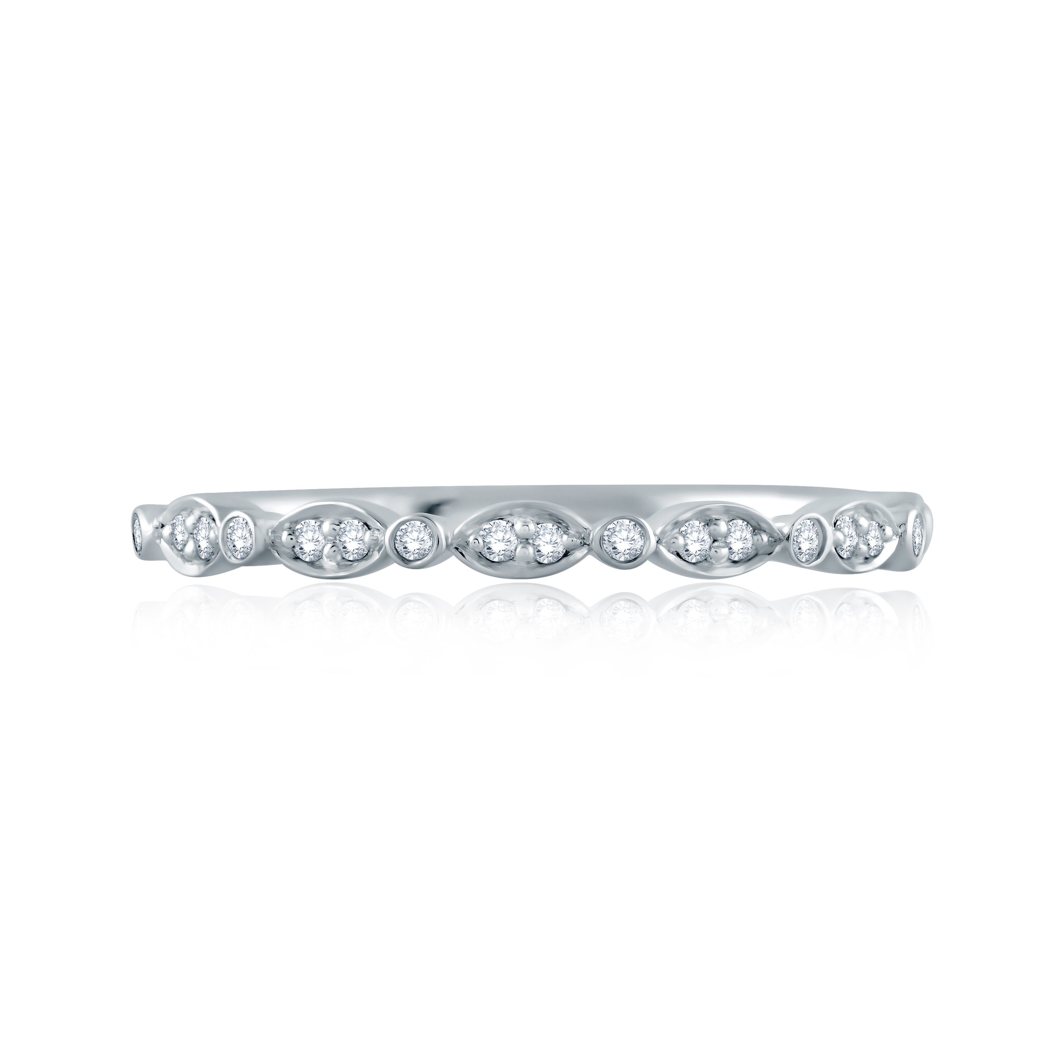 Marquise and Round Shape Diamond Stackable Half Circle Band