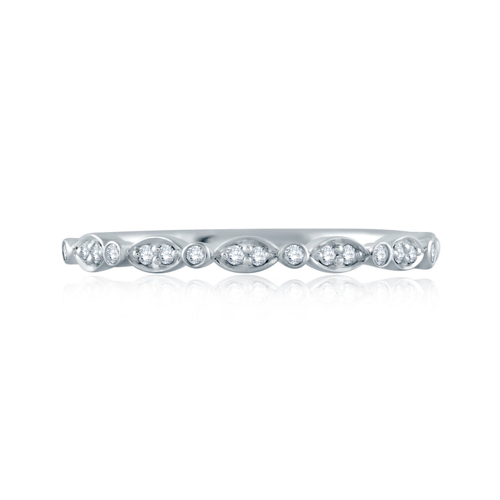 Marquise and Round Shape Diamond Stackable Half Circle Band