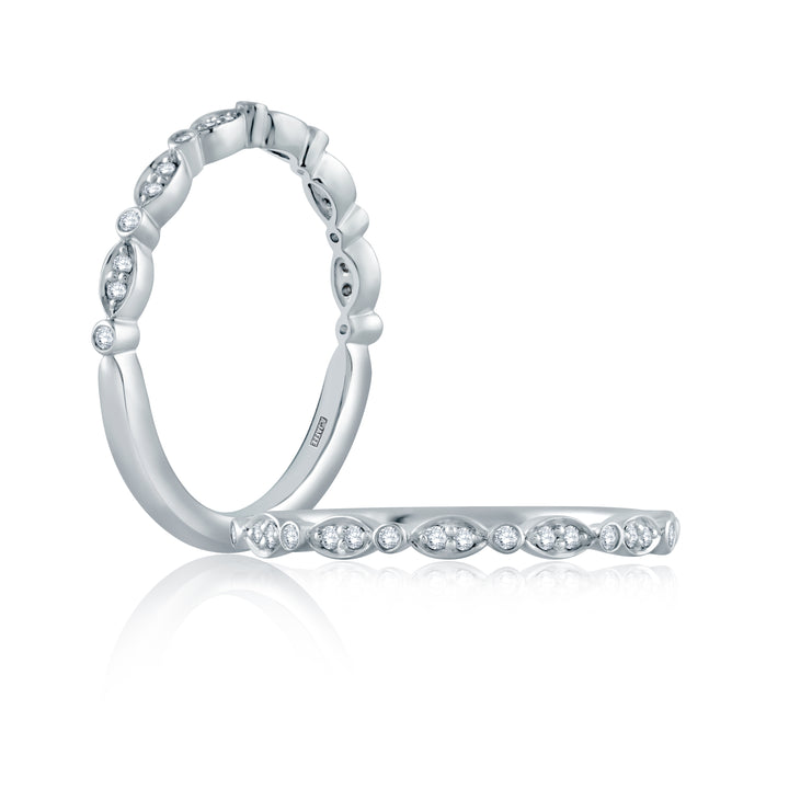 Marquise and Round Shape Diamond Stackable Half Circle Band