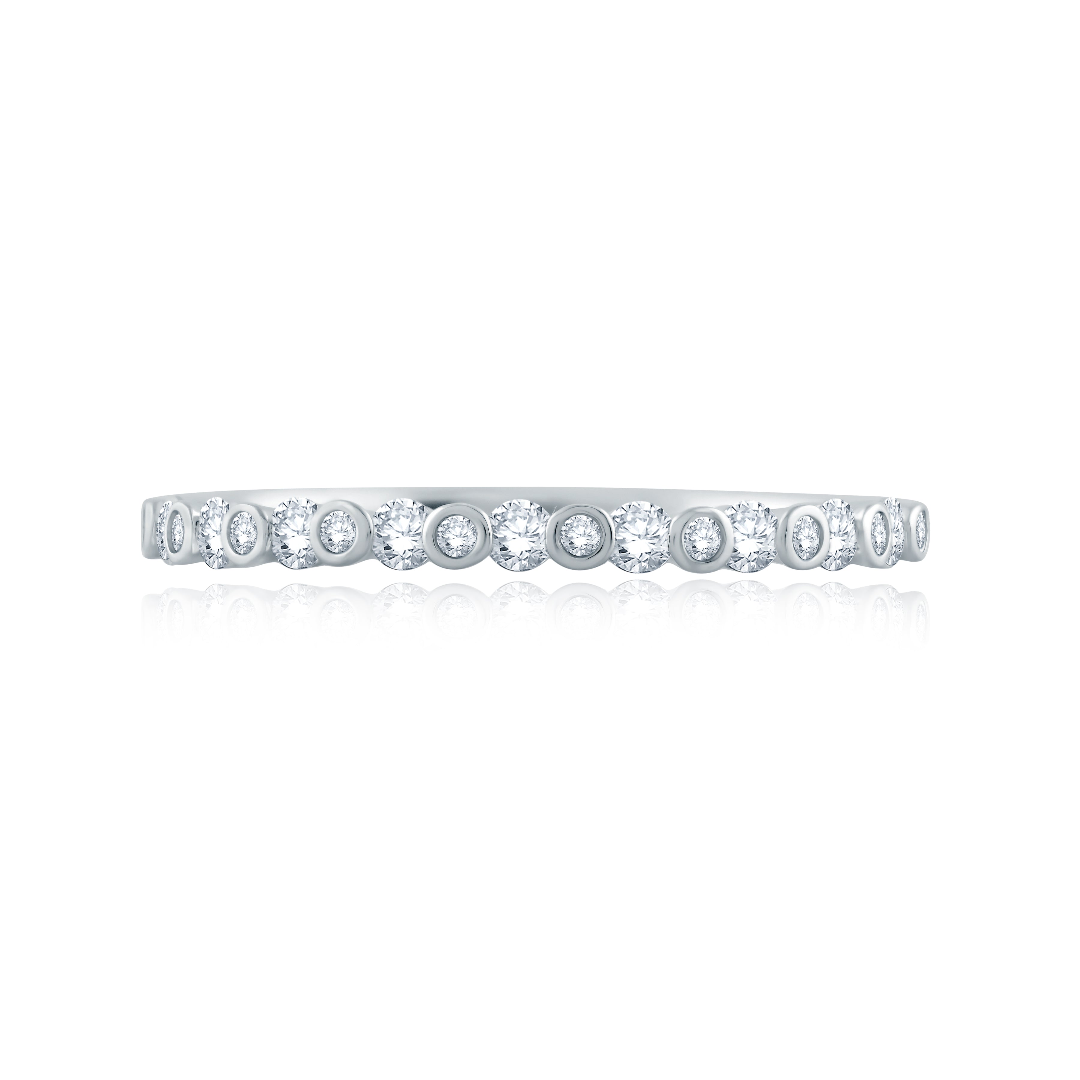 Alternating Bezel Set Half Circle Stackable Band