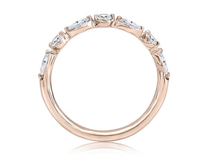 Delicate Halfway Alternating Round and Marquise Diamond Wedding Band