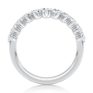 V Curved Diamond Pave Wedding Band