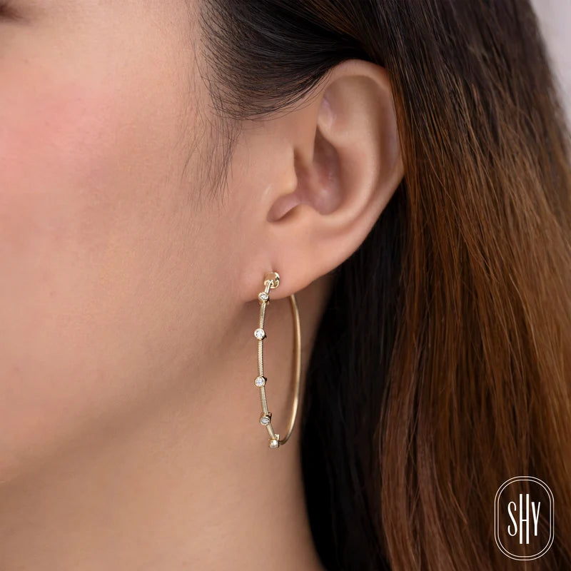 0.27ctw Diamond Bezel Hoop Earrings