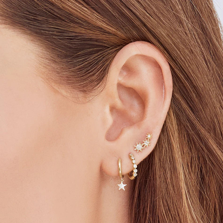 Diamond Starburst Crawler Earring