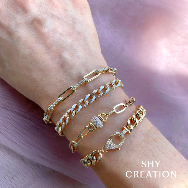 Shy Creation 0.25ctw 14K White Gold Diamond Link Bracelet
