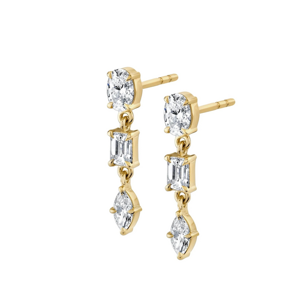 1.20ctw Diamond Montage 3 Stone Drop Earrings