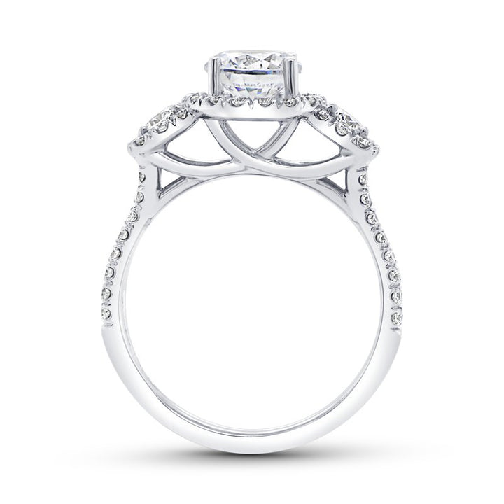 0.70ctw Diamond 3-Stone-Halo Engagement Ring