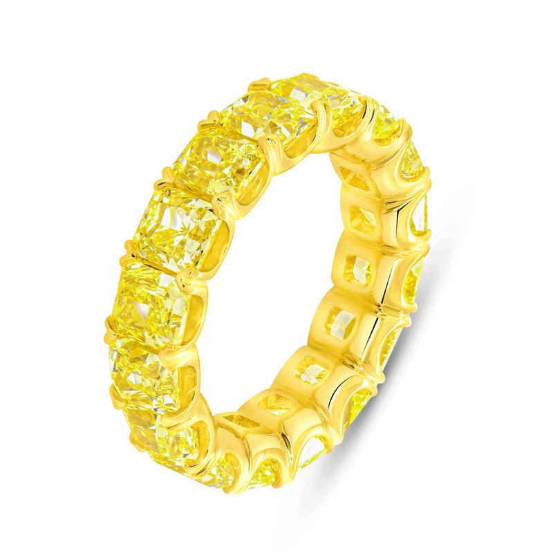 9.86ctw Eternity Radiant Fancy Yellow Diamond Anniversary Ring