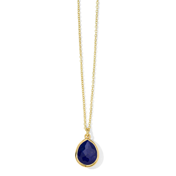 18K Gold Lapis Mini Teardrop Pendant Necklace