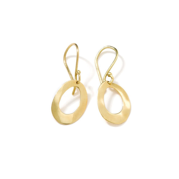 Mini Wavy Oval Earrings in 18K Gold