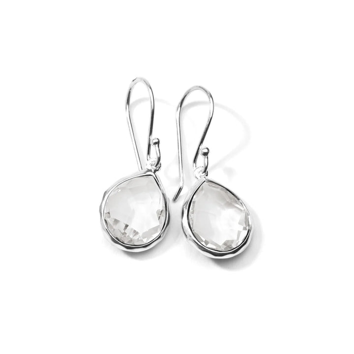 Mini Rock Crystal Teardrop Earrings in Sterling Silver