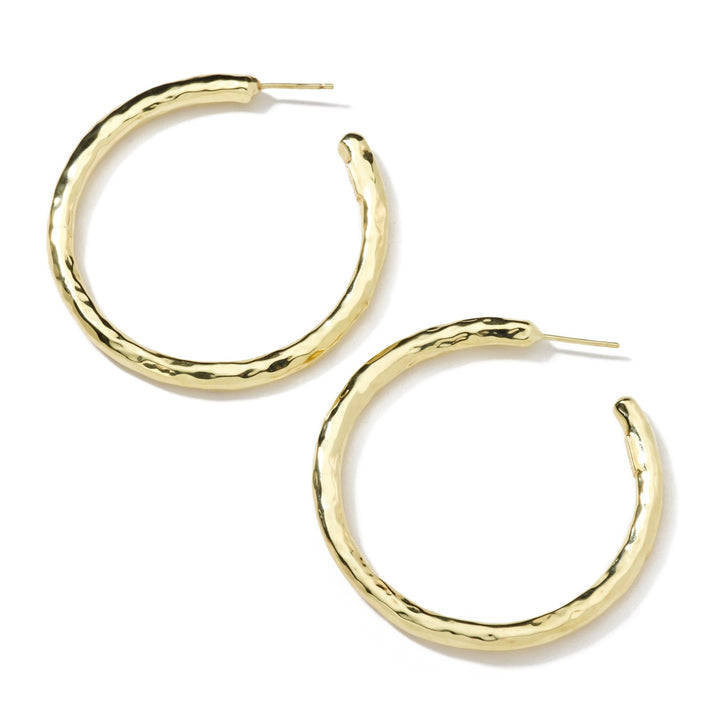Medium Hammered Hoop Earrings in 18K Gold