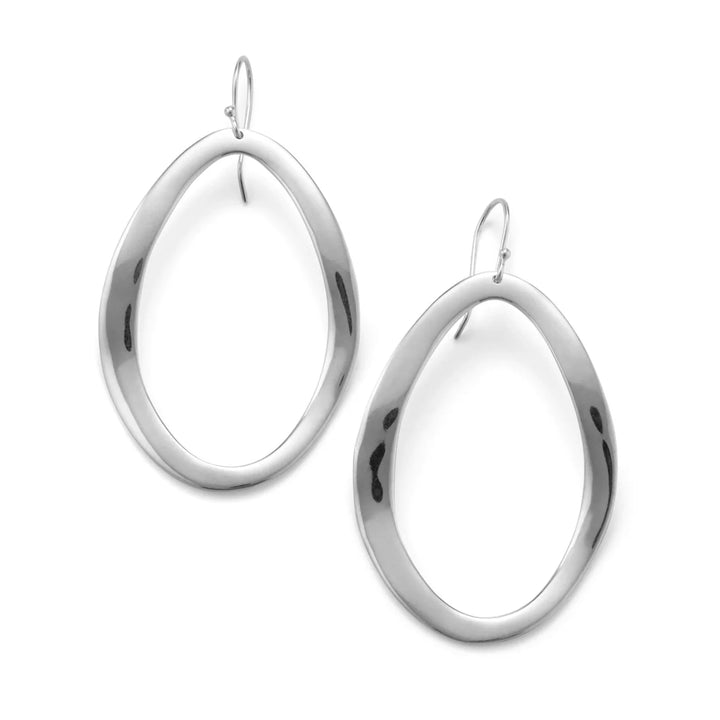 Wavy Oval Drop Earrings in Sterling Silver